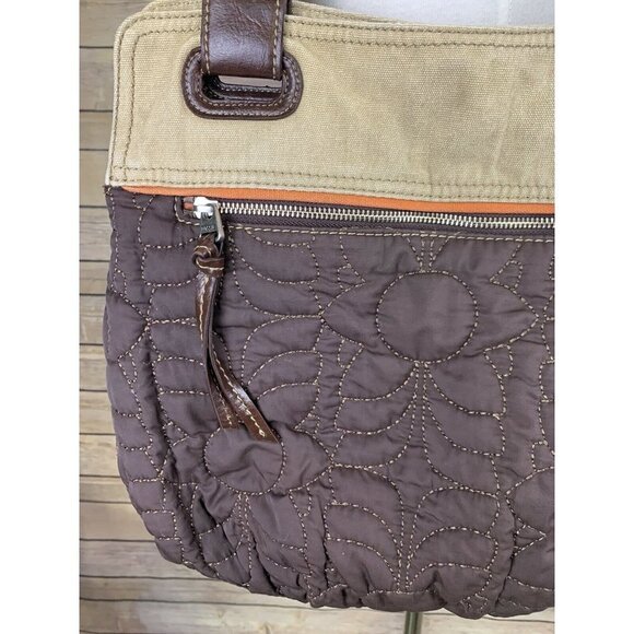 Fossil Key Per Brown Tan Quilted Handbag - Picture 3 of 9